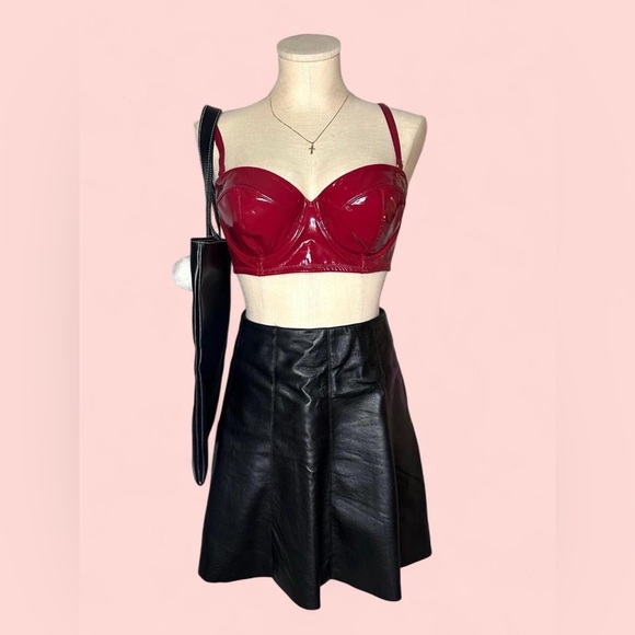 Victoria's Secret Red Faux Leather Balconet Bra Size 36C/34D - Picture 3 of 7